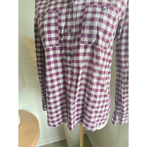 Madewell Market Gingham Button Up Shirt Size XS Purple Check Plaid Cabincore - Picture 4 of 9